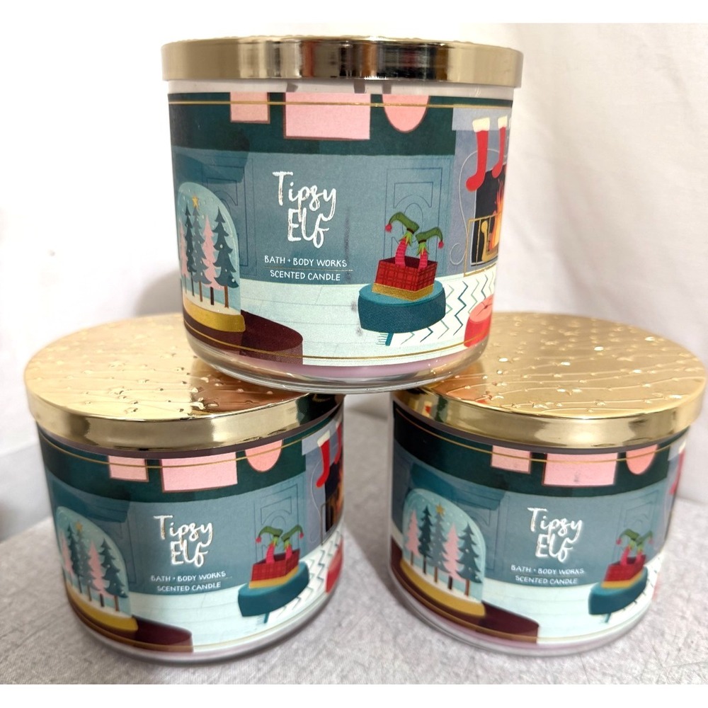 Bath and Body Works Tipsy Elf 3-Wick Candle Set of 3 14.5oz Each